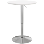 HOMCOM Table de bar ronde table haute cuisine réglable en hauteur 69-91 cm plateau pivotante à 360° blanc et argenté
