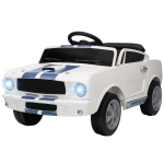 AIYAPLAY 12V Kinderauto met Afstandsbediening, 2 Motoren, Claxon, LED Verlichting en Muziek, Wit