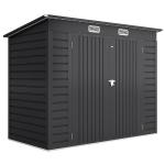 Outsunny Abrigo de Jardim 2,7m² 249x121x183 cm Abrigo de Exterior com Porta Dupla 2 Ventilaç4oes e Trava Abrigo para Pátio Cinza