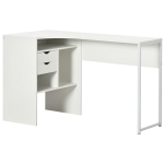 HOMCOM Bureau d'angle, bureau informatique avec 2 tiroirs et 3 compartiments ouverts, 120 x 60 x 74 cm, blanc
