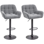 HOMCOM Tabourets de Bar 2 Pièces Design Rétro Réglables en Hauteur Aspect Velours Gris + Noir