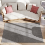 HOMCOM Teppich Wohnzimmer 160 x 120 cm Langflor Teppich, maschinenwaschbar, rutschfest, Kunstfell, Hellgrau
