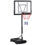 HOMCOM Panier de basket extérieur pour Bord de Piscine Poteau Panneau, Base de lestage sur roulettes Hauteur de l'arceau réglable 1,1-1,3 m Noir Blanc