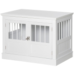 PawHut Cage pour Chiens Petits Table d'Appoint Moderne avec 3 Portes à la Française avec Fermeture Magnétique 78x53x59,3 cm Blanc