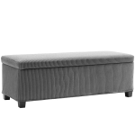 HOMCOM Banco Almacenaje Capacidad de 84 L 112x42x40 cm Tapizado en Pana Pie de Cama para Sala de Estar Dormitorio Gris