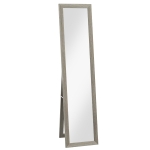 HOMCOM Miroir sur pied mural ou à poser rectangulaire avec cadre en bois pour salon chambre à coucher 37 x 155 cm gris