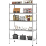 HOMCOM Étagère de Cuisine à 5 Niveaux Réglables sur 13 Hauteurs Différentes, en Acier Inoxydable, 91x40x139 cm, Argent
