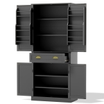 Armadio contenitore moderno con 4 ante e 1 cassetto, 6 ripiani portaoggetti e 4 ripiani regolabili, adatto per cucina, sala da pranzo e soggiorno, 80x40x182 cm, Nero