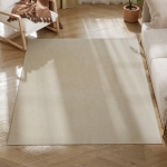 HOMCOM Tappeto Soggiorno 120x160 cm Lavabile in Lavatrice Pelo Lungo Stile Moderno Tappeto per Salotto Camera da Letto Crema