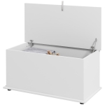 HOMCOM Coffre de rangement, banc de rangement avec couvercle rabattable et charnières de sécurité, 80 x 40 x 40 cm, blanc