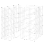 PawHut Cage parc clôture pour animaux domestiques enclos pour petits animaux modulable 2 niveaux fil en acier 146x73x73cm blanc