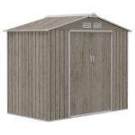 Outsunny 7 x 4ft Metal Garden Storage Shed with Vents, Floor Foundation Kit and Lockable Double Doors, Light Brown