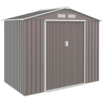 Outsunny 7ft x 4ft Lockable Garden Metal Storage Shed Storage Roofed Tool Metal Shed w/ Air Vents Steel Grey