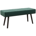 HOMCOM Panca Imbottita Fondoletto in Tessuto Effetto Velluto e Acciaio, 100x36x45 cm, Verde e Nero