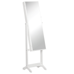 HOMCOM Armoire à Bijoux avec Miroir à Pied Multi-Rangement Inclinaison réglable Serrure dim. 46L x 36,5l x 151,5H cm en bois Blanc