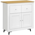 HOMCOM Aparador Compacto de Cocina Buffet Auxiliar de Comedor con Puertas y Cajones para Salón Entrada 78x35x80 cm Blanco