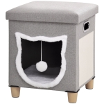 PawHut Casa para Gatos 2 em 1 com Apoio para os Pés com Almofada Amovível e Almofada para Arranhar 35,5x35,5x42,5 cm Cinza