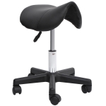 HOMCOM PU Leather Height Adjustable Saddle Stool Black