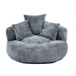 Chenille Bean Bag Chair with Memory Foam Filling, High Back Lounger with Three Pillows for Adults and Kids, 108L x 108W x 52H cm, Gray