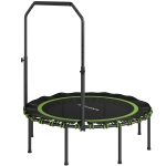 SPORTNOW Fitness-Trampolin avec rampe à main ajustable, Trampolin sportif pour l'intérieur et l'extérieur, Acier, Plastique, Vert