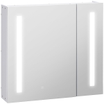 kleankin Armario con Espejo de Baño con Luz LED Mueble de Baño Colgante con Interruptor Táctil 70x15x65cm Blanco