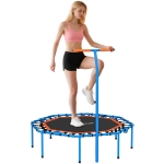 SPORTNOW Trampolino Fitness, con Maniglia Regolabile, stabile e silenzioso, per interni, in Acciaio, Blu
