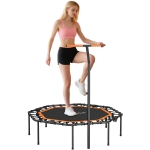 SPORTNOW Trampolino Fitness, con Maniglia Regolabile, stabile e silenzioso, per interni, in Acciaio, Arancione