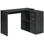 HOMCOM Birou de Colț pentru Studiu și Birou cu 2 Sertare și 2 Rafturi, din Lemn, 117x82x74 cm, Negru