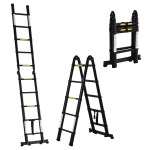 DURHAND Scară telescopică pliabilă cu 10 trepte din aluminiu și metal pentru interior și exterior, 320x67x7 cm, negru