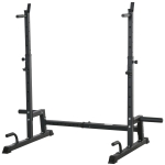 HOMCOM Soporte Multifuncional para Barras de Pesas Flexiones Sentadillas Ajustable en Altura y Ancho Equipo de Fitness de Acero para Gimnasio en Casa 123-170x103x111-161 cm Negro