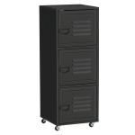 HOMCOM Vertical File Cabinet, Rolling Filing Cabinet with Wheels and Metal Doors for Home Office, Black