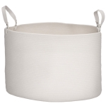 HOMCOM Coș pentru Rufe de 88L, Portabil și Pliabil cu Mânere, Coș de Rufe din Bumbac Natural, Ø56x35,5 cm, Alb Crem