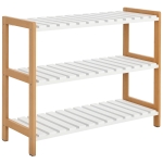 HOMCOM Etagère à Chaussures, étagère de Rangement, Meuble Chaussures 3 Niveaux Bambou MDF Blanc