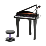 HOMCOM Keyboard Kinder mit 37 Tasten, Hocker Klavier mit Mikrofon, LED-Lehrmodus, Aufnahme, Piano Musikinstrument für 3-6 Jahre Kinder Schwarz