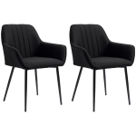 HOMCOM Chaises de Salle à Manger Chaises de Visiteur Design scandinave - Lot de 2 chaises - Pieds effilés métal Noir