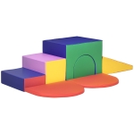 HOMCOM Set da Gioco per Bambini 12-36 Mesi da 7 Blocchi Multicolore in PU e EPE, 170x130x40 cm