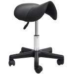 HOMCOM Scaun Rotativ cu Roți, Scaun pentru Coafor și Estetician cu Înălțime Ajustabilă, Tapițat cu Piele Ecologică, 35x38x43-55 cm, Negru