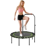 SPORTNOW Trampolino Fitness con corrimano regolabile, per Interni ed Esterni, in Acciaio e Plastica, Verde