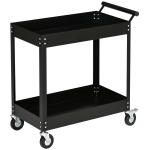 DURHAND Carro de Herramientas de 2 Niveles Carro de Taller con Ruedas de Acero para Garaje Carga 150 kg 84,5x38x84 cm Negro