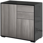 HOMCOM High Gloss Frame Sideboard, Push-Open Design with 2 Drawer for Living Room, Bedroom, 74H x 79W x 36Dcm, Light Grey and Black