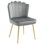 HOMCOM Velvet-Feel Shell Accent Chair - Grey