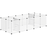 PawHut DIY-Freigehege, Kleintiergitter, 18 Paneele, inklusive Montagematerial, Modulares System, Schwarz + Weiß