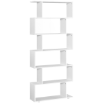 HOMCOM Estanteria Libreria 6 Estantes Madera Forma S 80x24x191 cm Estantes Color Blanco