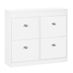 HOMCOM Shoe Cabinet with 4 Flip Drawers Wood Tipping Bucket Narrow Storage Cupboard with Adjustable Shelf Hall Organizer for Entrance Foyer White