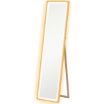 HOMCOM Full Length Mirror, with Adjustable Outer Light, Oak