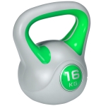 SPORTNOW Kettlebell 16kg in PU e Sabbia con Base Piatta e Impugnatura per Stacchi, Squat e Sollevamenti, 26x18x32 cm, Verde