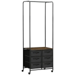 HOMCOM Cabideiro para Roupa com Rodas 6 Gavetas de Tecido Barra para Pendurar para Corredor Quarto 63,5x40x172,5 cm Castanho Rústico