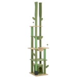 PawHut 225-255cm Adjustable Floor to Ceiling Cat Tree, Tall Cat Tower for Indoor Cats w/ Scratching Posts, Green