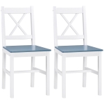 HOMCOM Dining Chairs Set of 2, Pine Wood Kitchen Chairs with Cross Back, Solid Structure for Living Room and Dining Room, White