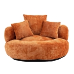 High Back Bean Bag Chair with Memory Foam Filling, Chenille Fabric, No Assembly Required, 108L x 108W x 52H cm, Orange